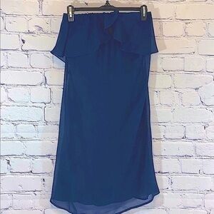 UEC Nouvelle Strapless chiffon navy blue dress, xs